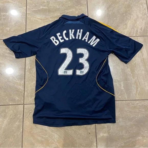 Men’s Adidas LA Galaxy Jersey David Beckham Dark Blue Large - Picture 2 of 5